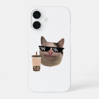 Höfliches Katzen-Meme mit Swag-Brille und Boba-Get