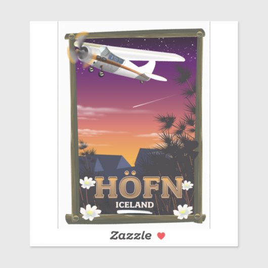 Höfn Island-Flugplakat Aufkleber (Blatt)