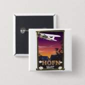Höfn Island-Flugplakat Button (Vorne & Hinten)