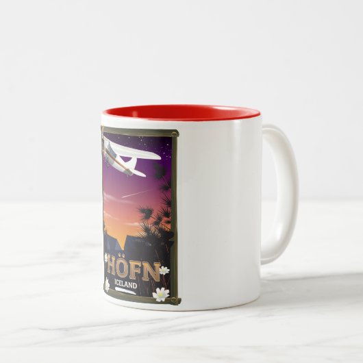 Höfn Island-Flugplakat Zweifarbige Tasse (VorderseiteRechts)
