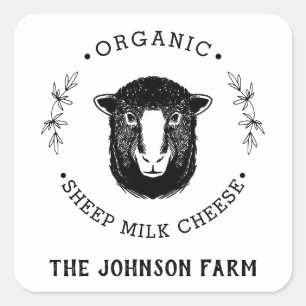 Hofname   Kranz   Schafskäse Milch   Vintage Quadratischer Aufkleber