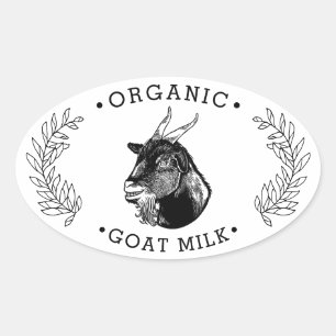 Hofname Kranz Ziegenkäse Milch Vintage Ovaler Aufkleber