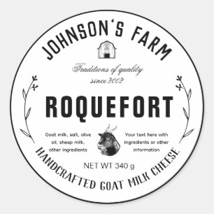 Hofname   Kranz   Ziegenmilchkäse   Jahrgang    Runder Aufkleber