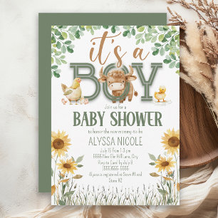Hoftiere Baby Boy Babyparty Einladung
