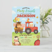 Hoftiere Ranch Kinder Geburtstag Einladung (Stehend Vorderseite)