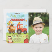 Hoftiere Ranch Kinder Geburtstagsfoto Einladung (Vorderseite)