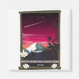 Höfuðborgarsvæði Island Island Reiseplakat Magnet