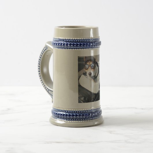 Hog Dog auf Motorrad Bierglas (Vorderseite Links)