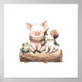 Hog. Frosch, & Hund auf ein Protokoll! Niedlich Ki Poster (Vorne)