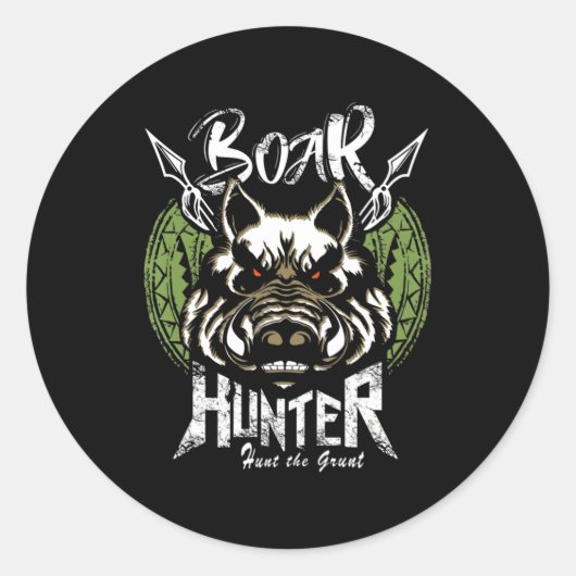 Hog Junting Fun Boar Hunter Gift Runder Aufkleber (Vorderseite)