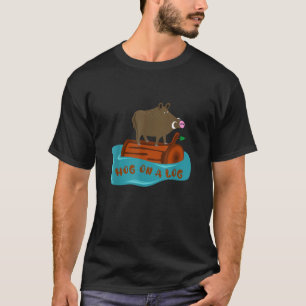 Hog on Log Funny Bob Cooles Tier Niedliches Schwei T-Shirt