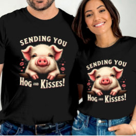 Hog und Kisses Valentines Niedlich Pig Endearing L T-Shirt