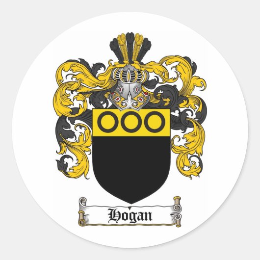 HOGAN-FAMILIENWAPPEN - HAUSHALTSKÜSTE VON WAFFEN RUNDER AUFKLEBER (Vorderseite)