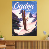Hogden, Utah Ski Poster Leinwanddruck (Insitu (Wohnzimmer))