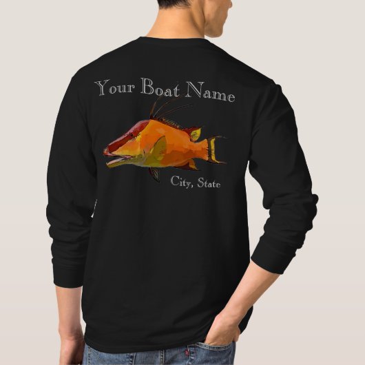 Hogfish Snapper Shirt mit Ihrem Bootsnamen (Rückseite)
