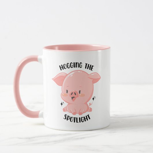 Hogging der Spotlight Niedlich Kawaii Pig Tasse (Links)