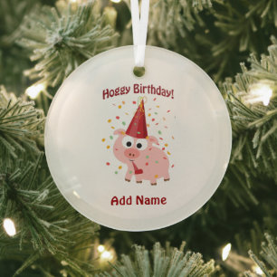 Hoggy Birthday Pig Ornament Aus Glas