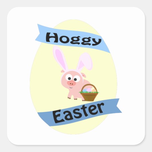 Hoggy Easter Pig Quadratischer Aufkleber (Vorderseite)