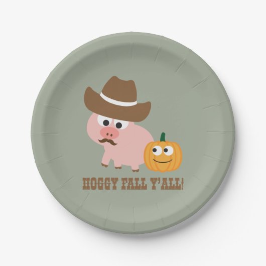 Hoggy Fall Y'all Pappteller (Vorderseite)
