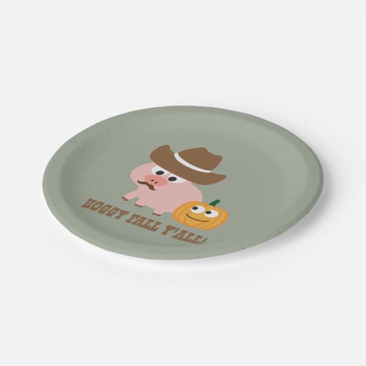 Hoggy Fall Y'all Pappteller (Schrägansicht)