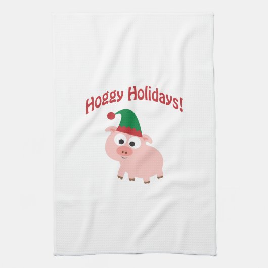 Hoggy Feiertage! Elf-Schwein Handtuch (Vertikal)