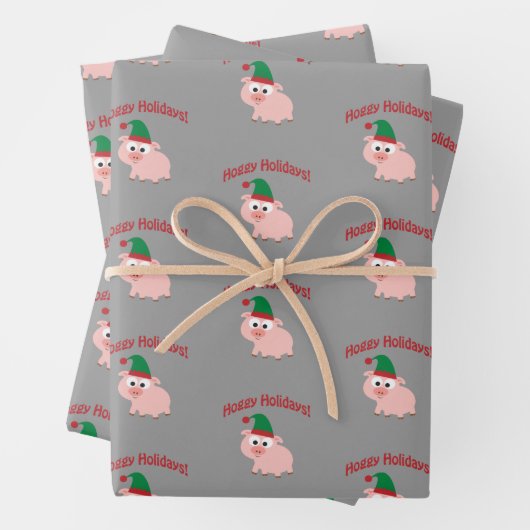 Hoggy Holidays! Elf Pig Geschenkpapier Set (Beispiel)