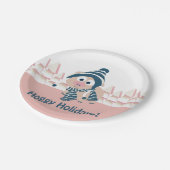 Hoggy Holidays! Niedliches Winterschwein Pappteller (Schrägansicht)