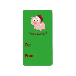 Hoggy Holidays! Santa Pig Adressaufkleber