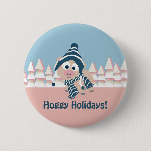 Hoggy Holidays! Winterschwein Button