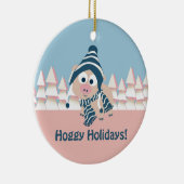 Hoggy Holidays! Winterschwein Keramik Ornament (Rechts)