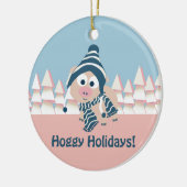 Hoggy Holidays! Winterschwein Keramik Ornament (Links)