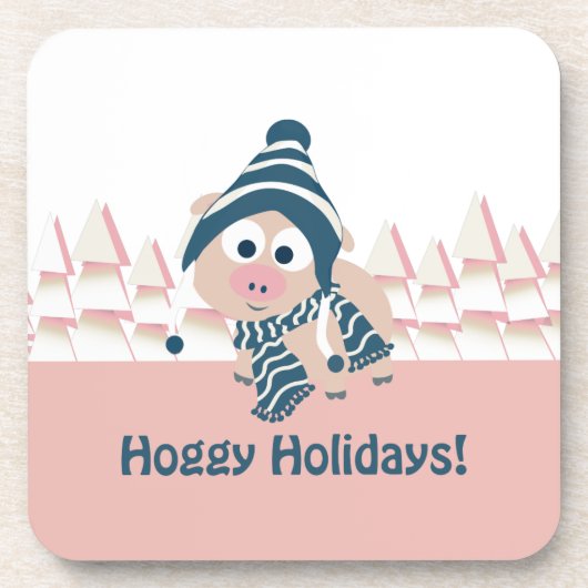 Hoggy Holidays! Winterszene Untersetzer (Vorderseite)