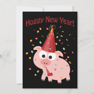 Hoggy New Year! Confetti Pig Party Einladung