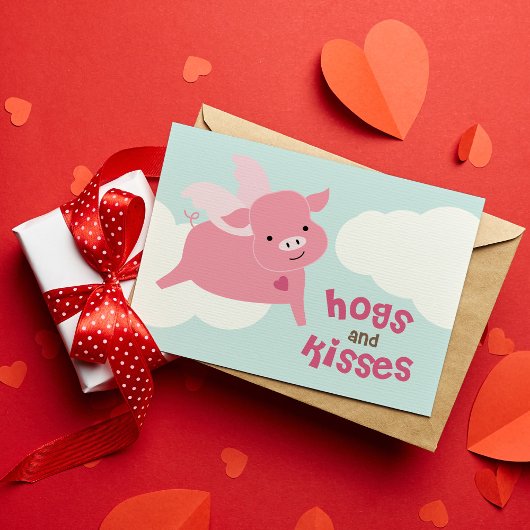 Hogs and Kisses Classroom Valentines Mitteilungskarte