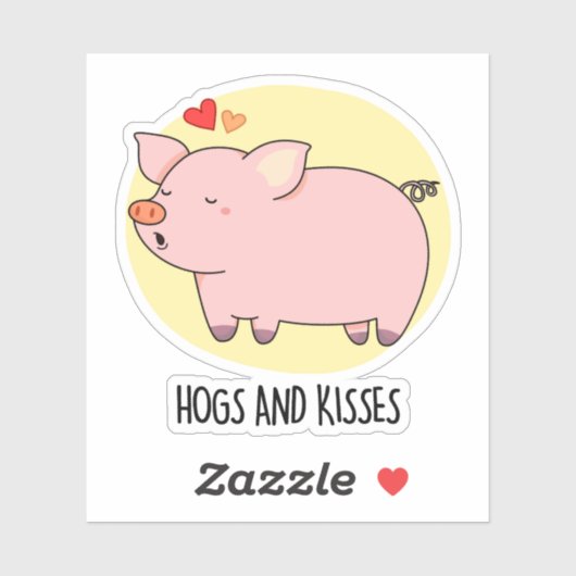 Hogs and Kisses Funny Hog Pig Pub Aufkleber (Blatt)