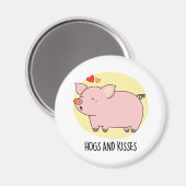 Hogs and Kisses Funny Hog Pig Pub Magnet (Vorderseite/Rückseite)