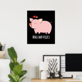 Hogs and Kisses Funny Hog Pig Pun Dark BG Poster (Heimbüro)