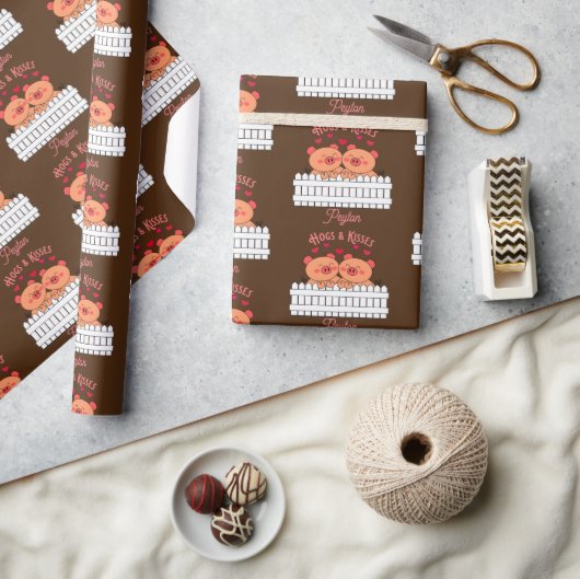 Hogs and Kisses Hinzufügen eines Namenswrapping-Pa Geschenkpapier (Kunsthandwerk)