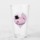 Hogs and Kisses Niedlich Pig Couple Glas (Vorderseite)