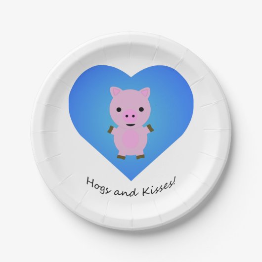 Hogs and Kisses Pig Pappteller (Vorderseite)