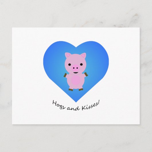 Hogs and Kisses Pig Postkarte (Vorderseite)