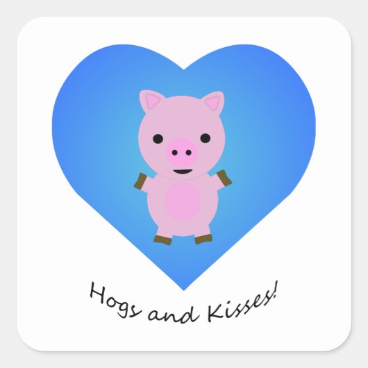 Hogs and Kisses Pig Quadratischer Aufkleber (Vorderseite)