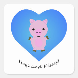 Hogs and Kisses Pig Quadratischer Aufkleber