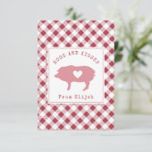 Hogs & Kisses Foto Gingham Classroom Valentine Karte (Stehend Vorderseite)