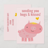 Hogs & Kisses - Niedlicher Schweinekreis - Valenti Postkarte (Vorne/Hinten)