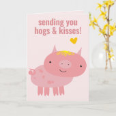 Hogs & Kisses - Niedliches Schweinefieber Geburtst Karte (Gelbe Blume)