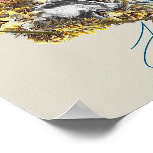 HOGWARTS™ Abzeichen Blumengrafik Poster (Ecke)