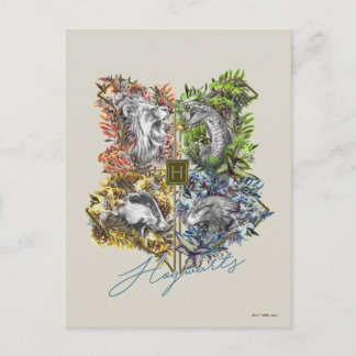 HOGWARTS™ Abzeichen Blumengrafik Postkarte