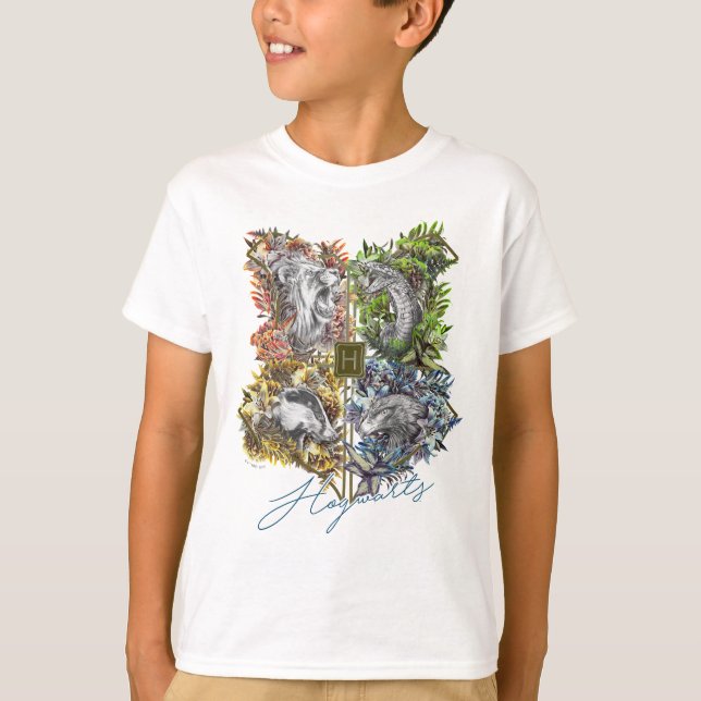HOGWARTS™ Abzeichen Blumengrafik T-Shirt (Vorderseite)