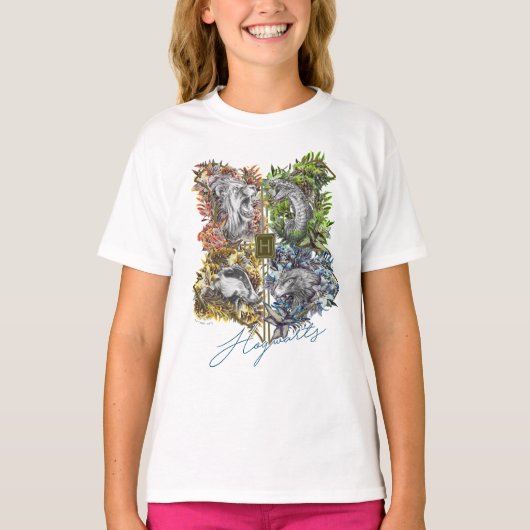 HOGWARTS™ Abzeichen Blumengrafik T-Shirt (Vorderseite)